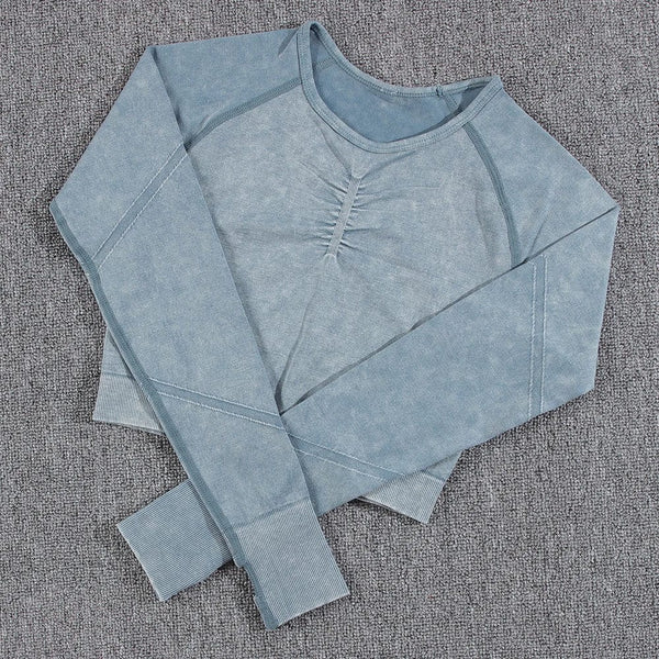 Planet Gates NORMOV 2Pcs Gym Women Sets Seamless Yoga Set High Waist Gym Sportwear Push Up Sport Workout Sets Fitness Long Sleeve Gym Suit