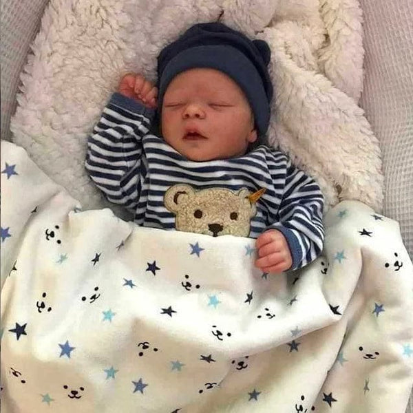 Planet Gates NPK 45CM Soft and Full Body Silicone Reborn Toddler Boy Doll lifelike Newborn Doll Flexible 3D Skin Tone with Veins premie Doll