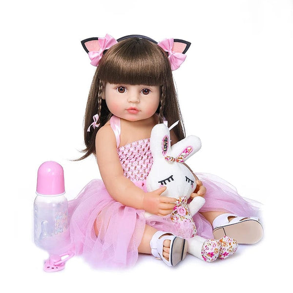 Planet Gates NPK 50CM Full Body Soft Silicone Popular Sweet Face Reborn Toddler Baby Girl Doll Birthday Christmas Gift High Quality Doll