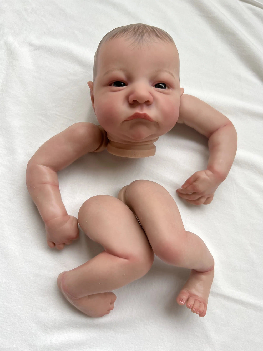 Planet Gates doll kit with body / brown eyes NPK19inch Already Painted Reborn Doll Parts Levi Awake Lifelike Baby 3D Painting with Visible Veins  Cloth Body Included
