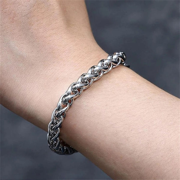 Planet Gates nSL00161 / 23cm / 5mm Fashion Titanium Steel Bracelet Men's Punk Stainless Steel Keel Bracelet Hip Hop Men's and Women's Stainless Steel Bracelet Gift