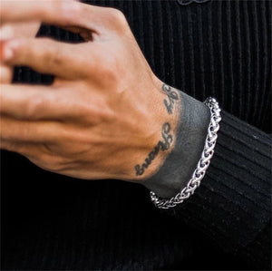 Planet Gates nSL00161 / 23cm / 5mm Fashion Titanium Steel Bracelet Men's Punk Stainless Steel Keel Bracelet Hip Hop Men's and Women's Stainless Steel Bracelet Gift