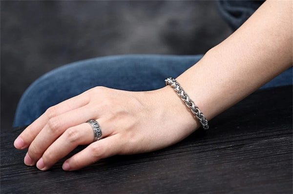 Planet Gates nSL00161 / 23cm / 5mm Fashion Titanium Steel Bracelet Men's Punk Stainless Steel Keel Bracelet Hip Hop Men's and Women's Stainless Steel Bracelet Gift