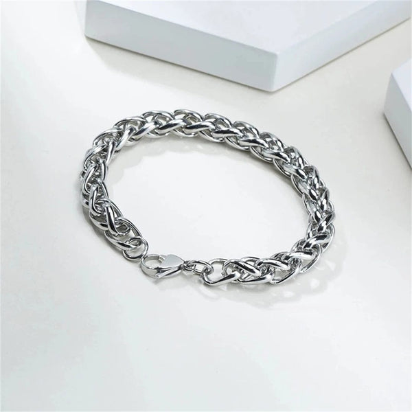 Planet Gates nSL00161 / 23cm / 5mm Fashion Titanium Steel Bracelet Men's Punk Stainless Steel Keel Bracelet Hip Hop Men's and Women's Stainless Steel Bracelet Gift