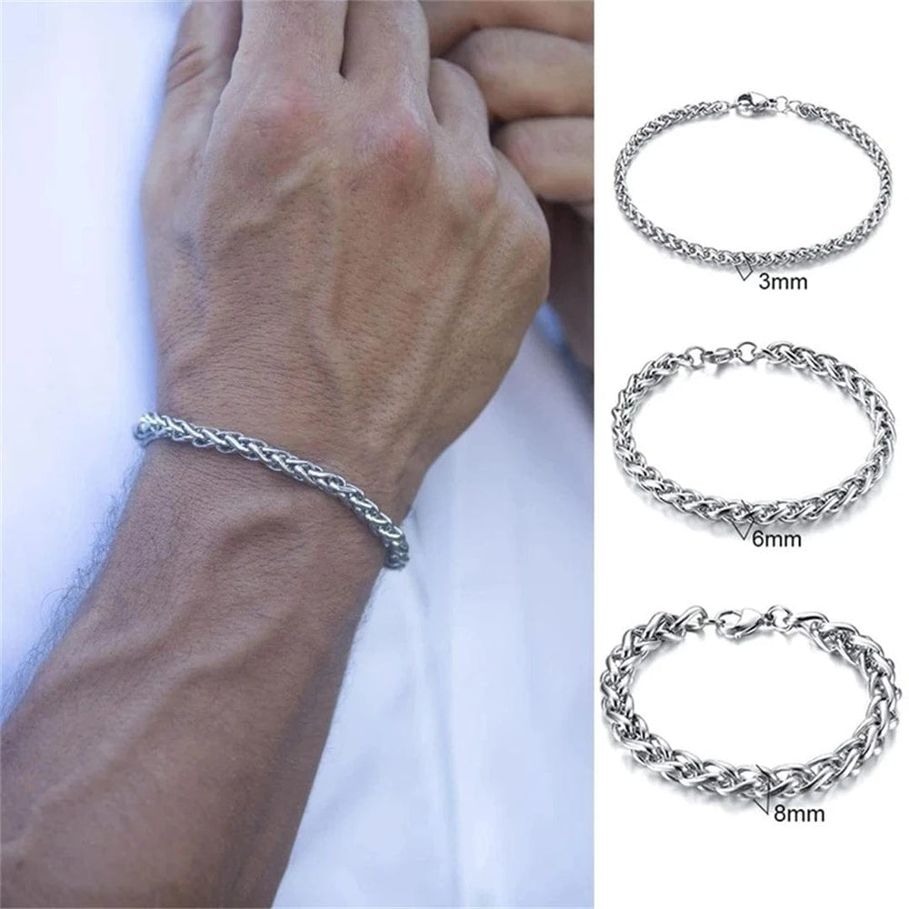 Planet Gates nSL00161 / 23cm / 5mm Fashion Titanium Steel Bracelet Men's Punk Stainless Steel Keel Bracelet Hip Hop Men's and Women's Stainless Steel Bracelet Gift