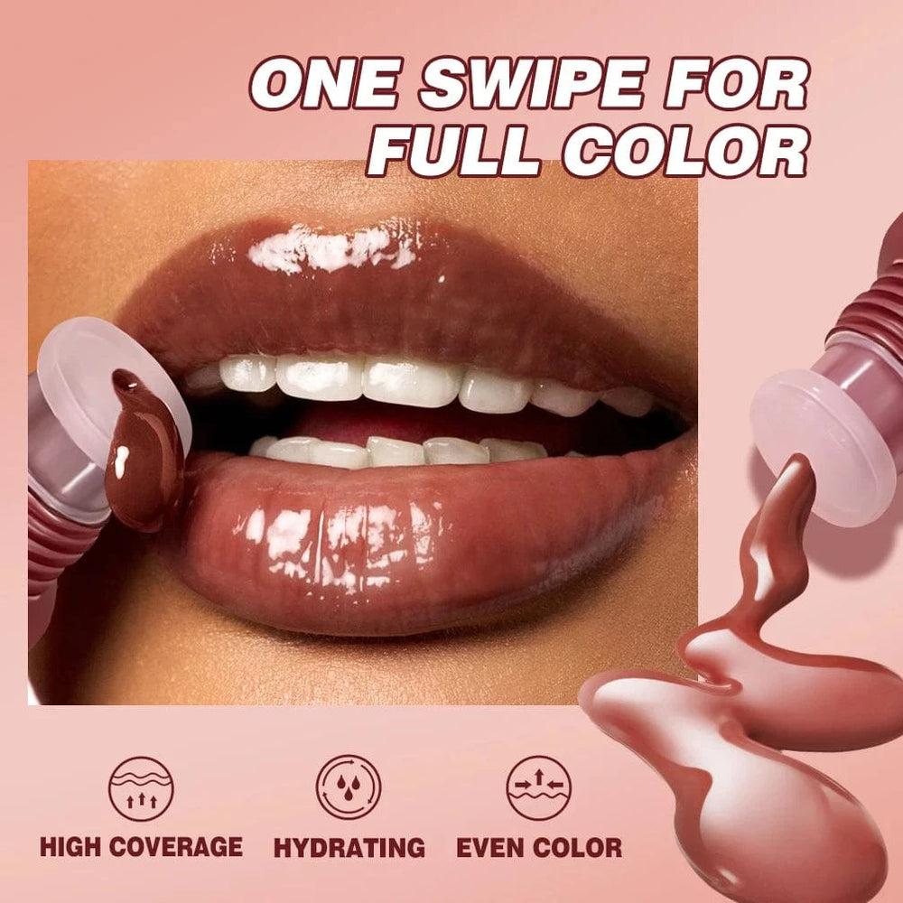 Planet Gates Nude Brown Plumping Lip Gloss Moisturising Colored Lip Oil Transparent Fullness Lips Tint Soft Tube Make Up Beauty Lips Care 12g