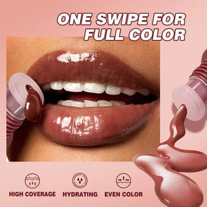 Planet Gates Nude Brown Plumping Lip Gloss Moisturising Colored Lip Oil Transparent Fullness Lips Tint Soft Tube Make Up Beauty Lips Care 12g