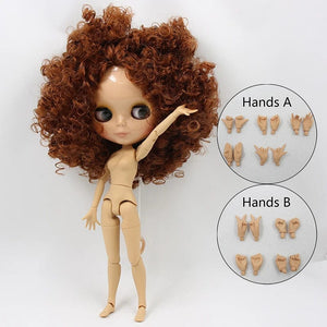Planet Gates nude doll with hands 4 ICY DBS Blyth doll 1/6 bjd joint body tan skin doll glossy face 30cm toy random eyes colors