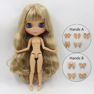 Planet Gates nude doll with hands 8 ICY DBS Blyth doll 1/6 bjd joint body tan skin doll glossy face 30cm toy random eyes colors