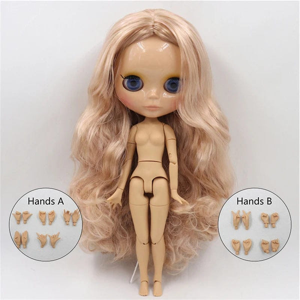 Planet Gates nude doll with hands 9 ICY DBS Blyth doll 1/6 bjd joint body tan skin doll glossy face 30cm toy random eyes colors