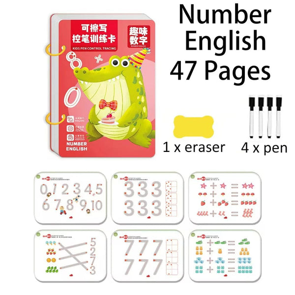 Planet Gates Number English Magic Montessori Drawing Magical Tracing Workbook Reusable Practice Copybook Control Training Book Children Education Stationery