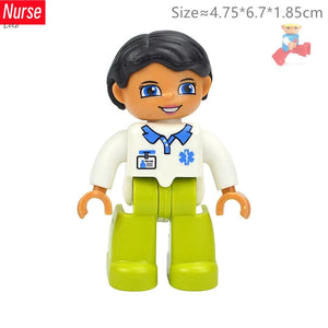 Planet Gates Nurse-R820 Big Size Character Figures Building Block Doll Family Farmer Worker Doctor Policemen Large Brick Compatible Build House Kid Toys