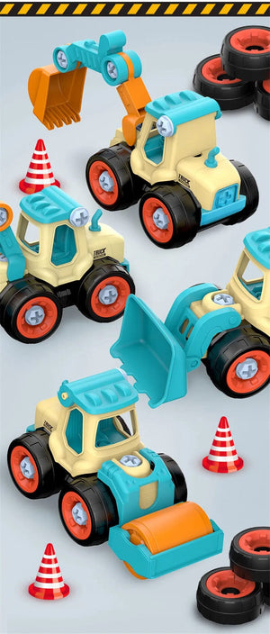 Planet Gates Nut Disassembly Loading Unloading Engineering Truck Excavator Bulldozer Montessori Education Toy Child Screw Creative Tool Car