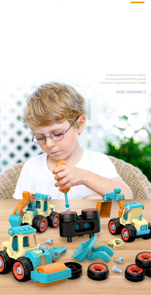 Planet Gates Nut Disassembly Loading Unloading Engineering Truck Excavator Bulldozer Montessori Education Toy Child Screw Creative Tool Car