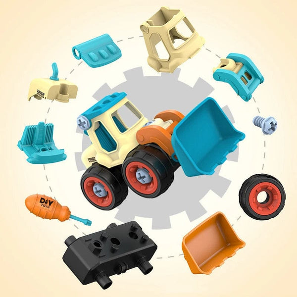 Planet Gates Nut Disassembly Loading Unloading Engineering Truck Excavator Bulldozer Montessori Education Toy Child Screw Creative Tool Car
