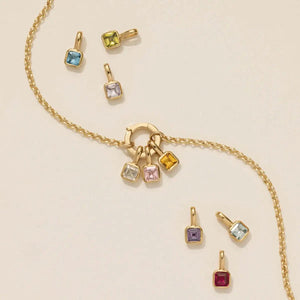 Planet Gates O chain Version B / 45cm / Gold Color | CHINA Colorful 12 Birthstone Pendant DIY Accessory Necklace Women's Square Colorful Zircon Pendant Clavicle