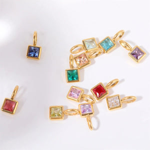 Planet Gates O chain Version B / 45cm / Gold Color | CHINA Colorful 12 Birthstone Pendant DIY Accessory Necklace Women's Square Colorful Zircon Pendant Clavicle