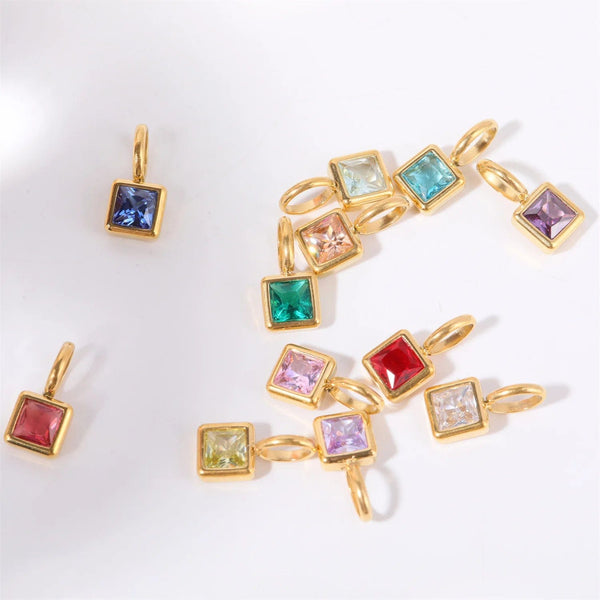 Planet Gates O chain Version B / 45cm / Gold Color | CHINA Colorful 12 Birthstone Pendant DIY Accessory Necklace Women's Square Colorful Zircon Pendant Clavicle