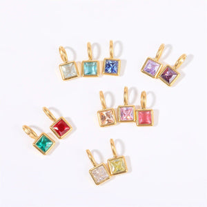 Planet Gates O chain Version B / 45cm / Gold Color | CHINA Colorful 12 Birthstone Pendant DIY Accessory Necklace Women's Square Colorful Zircon Pendant Clavicle