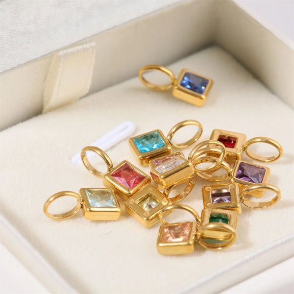 Planet Gates O chain Version B / 45cm / Gold Color | CHINA Colorful 12 Birthstone Pendant DIY Accessory Necklace Women's Square Colorful Zircon Pendant Clavicle
