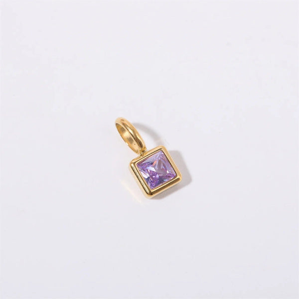Planet Gates O chain Version B / 45cm / Gold Color | CHINA Colorful 12 Birthstone Pendant DIY Accessory Necklace Women's Square Colorful Zircon Pendant Clavicle