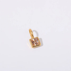 Planet Gates O chain Version B / 45cm / Gold Color | CHINA Colorful 12 Birthstone Pendant DIY Accessory Necklace Women's Square Colorful Zircon Pendant Clavicle