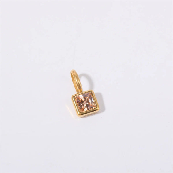 Planet Gates O chain Version B / 45cm / Gold Color | CHINA Colorful 12 Birthstone Pendant DIY Accessory Necklace Women's Square Colorful Zircon Pendant Clavicle