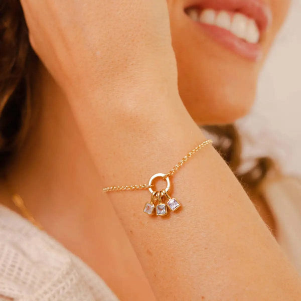 Planet Gates O chain Version B / 45cm / Gold Color | CHINA Colorful 12 Birthstone Pendant DIY Accessory Necklace Women's Square Colorful Zircon Pendant Clavicle