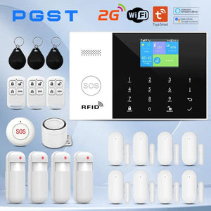 Planet Gates O / EU Plug PGST Residential Tuya Smart Gsm Wifi Alarm System for Home Wireless Security Alarm House Smart Life App Control work with ALexa
