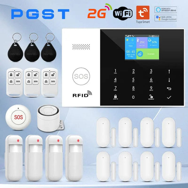 Planet Gates O / EU Plug PGST Residential Tuya Smart Gsm Wifi Alarm System for Home Wireless Security Alarm House Smart Life App Control work with ALexa