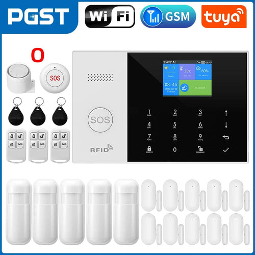 Planet Gates O / EU Plug PGST Residential Tuya Smart Gsm Wifi Alarm System for Home Wireless Security Alarm House Smart Life App Control work with ALexa