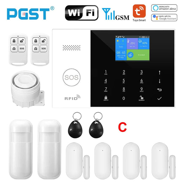 Planet Gates O / EU Plug PGST Residential Tuya Smart Gsm Wifi Alarm System for Home Wireless Security Alarm House Smart Life App Control work with ALexa