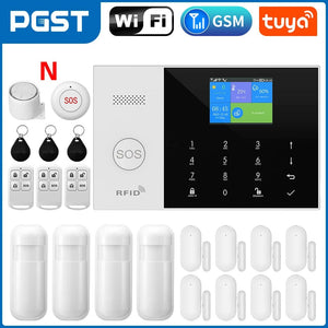 Planet Gates O / EU Plug PGST Residential Tuya Smart Gsm Wifi Alarm System for Home Wireless Security Alarm House Smart Life App Control work with ALexa
