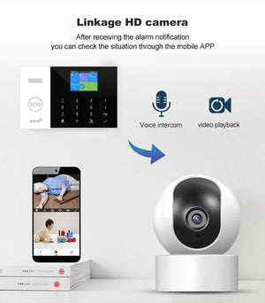 Planet Gates O / EU Plug PGST Residential Tuya Smart Gsm Wifi Alarm System for Home Wireless Security Alarm House Smart Life App Control work with ALexa