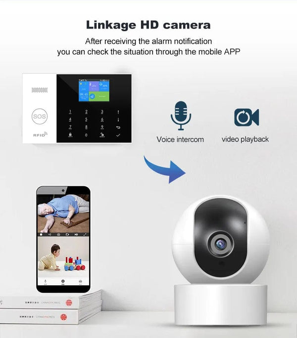 Planet Gates O / EU Plug PGST Residential Tuya Smart Gsm Wifi Alarm System for Home Wireless Security Alarm House Smart Life App Control work with ALexa