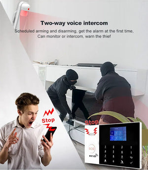 Planet Gates O / EU Plug PGST Residential Tuya Smart Gsm Wifi Alarm System for Home Wireless Security Alarm House Smart Life App Control work with ALexa