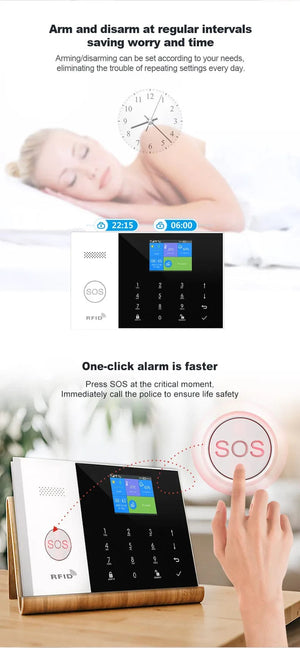 Planet Gates O / EU Plug PGST Residential Tuya Smart Gsm Wifi Alarm System for Home Wireless Security Alarm House Smart Life App Control work with ALexa