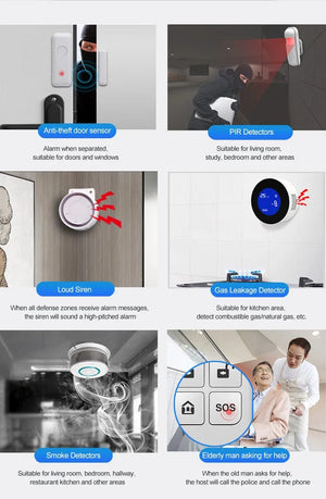 Planet Gates O / EU Plug PGST Residential Tuya Smart Gsm Wifi Alarm System for Home Wireless Security Alarm House Smart Life App Control work with ALexa