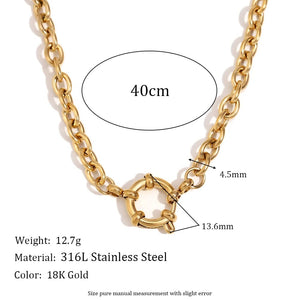 Planet Gates O-shaped Chain E.B.belle Blade Chain Paper Clip Chain O-shaped Chain spring Buckle Pendant Necklace 18K Gold Plated 316L Stainless Steel