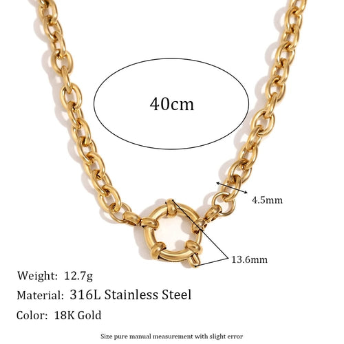 Planet Gates O-shaped Chain E.B.belle Blade Chain Paper Clip Chain O-shaped Chain spring Buckle Pendant Necklace 18K Gold Plated 316L Stainless Steel