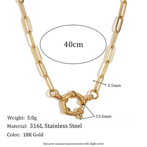 Planet Gates O-shaped Chain E.B.belle Blade Chain Paper Clip Chain O-shaped Chain spring Buckle Pendant Necklace 18K Gold Plated 316L Stainless Steel
