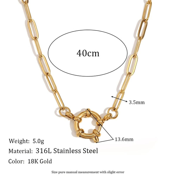 Planet Gates O-shaped Chain E.B.belle Blade Chain Paper Clip Chain O-shaped Chain spring Buckle Pendant Necklace 18K Gold Plated 316L Stainless Steel