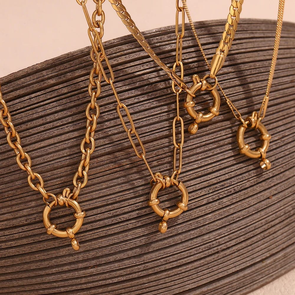 Planet Gates O-shaped Chain E.B.belle Blade Chain Paper Clip Chain O-shaped Chain spring Buckle Pendant Necklace 18K Gold Plated 316L Stainless Steel