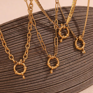 Planet Gates O-shaped Chain E.B.belle Blade Chain Paper Clip Chain O-shaped Chain spring Buckle Pendant Necklace 18K Gold Plated 316L Stainless Steel
