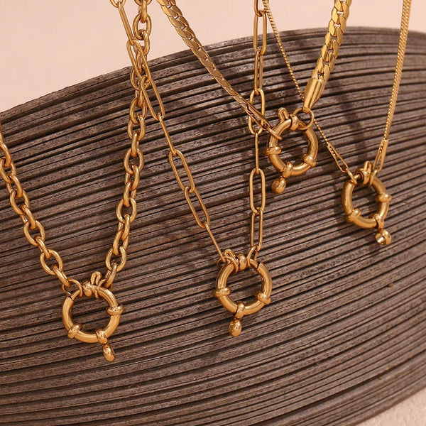 Planet Gates O-shaped Chain E.B.belle Blade Chain Paper Clip Chain O-shaped Chain spring Buckle Pendant Necklace 18K Gold Plated 316L Stainless Steel