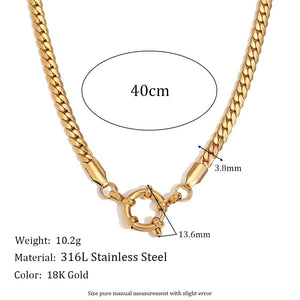 Planet Gates O-shaped Chain E.B.belle Blade Chain Paper Clip Chain O-shaped Chain spring Buckle Pendant Necklace 18K Gold Plated 316L Stainless Steel