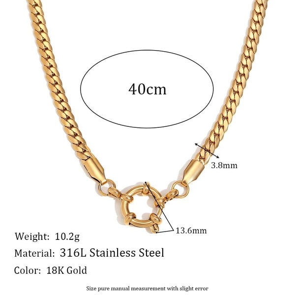 Planet Gates O-shaped Chain E.B.belle Blade Chain Paper Clip Chain O-shaped Chain spring Buckle Pendant Necklace 18K Gold Plated 316L Stainless Steel