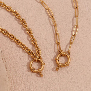 Planet Gates O-shaped Chain E.B.belle Blade Chain Paper Clip Chain O-shaped Chain spring Buckle Pendant Necklace 18K Gold Plated 316L Stainless Steel