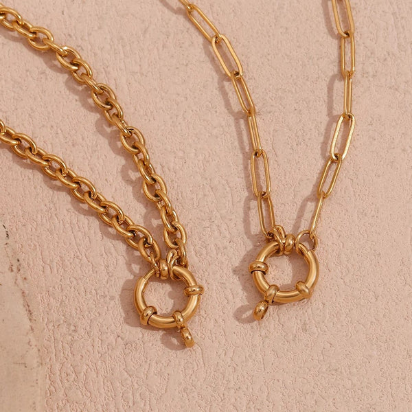 Planet Gates O-shaped Chain E.B.belle Blade Chain Paper Clip Chain O-shaped Chain spring Buckle Pendant Necklace 18K Gold Plated 316L Stainless Steel