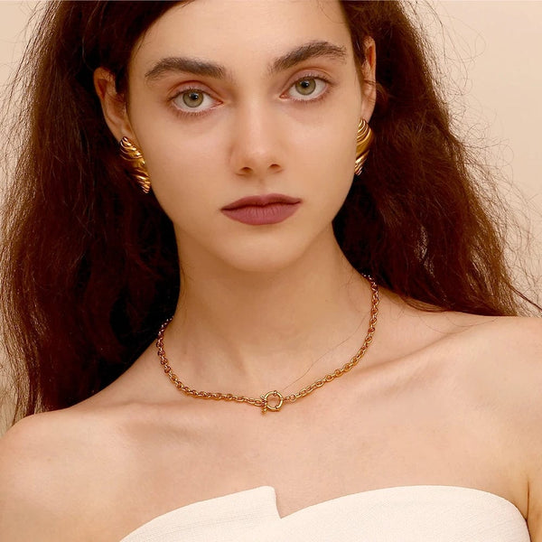 Planet Gates O-shaped Chain E.B.belle Blade Chain Paper Clip Chain O-shaped Chain spring Buckle Pendant Necklace 18K Gold Plated 316L Stainless Steel